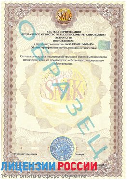 Образец сертификата соответствия (приложение) Коряжма Сертификат ISO 13485